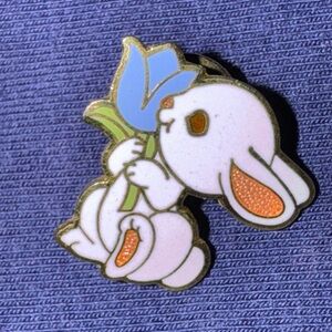 Vintage Hallmark Bunny Lapel Pin Tulip Spring Flower Rabbit Enameled 1983